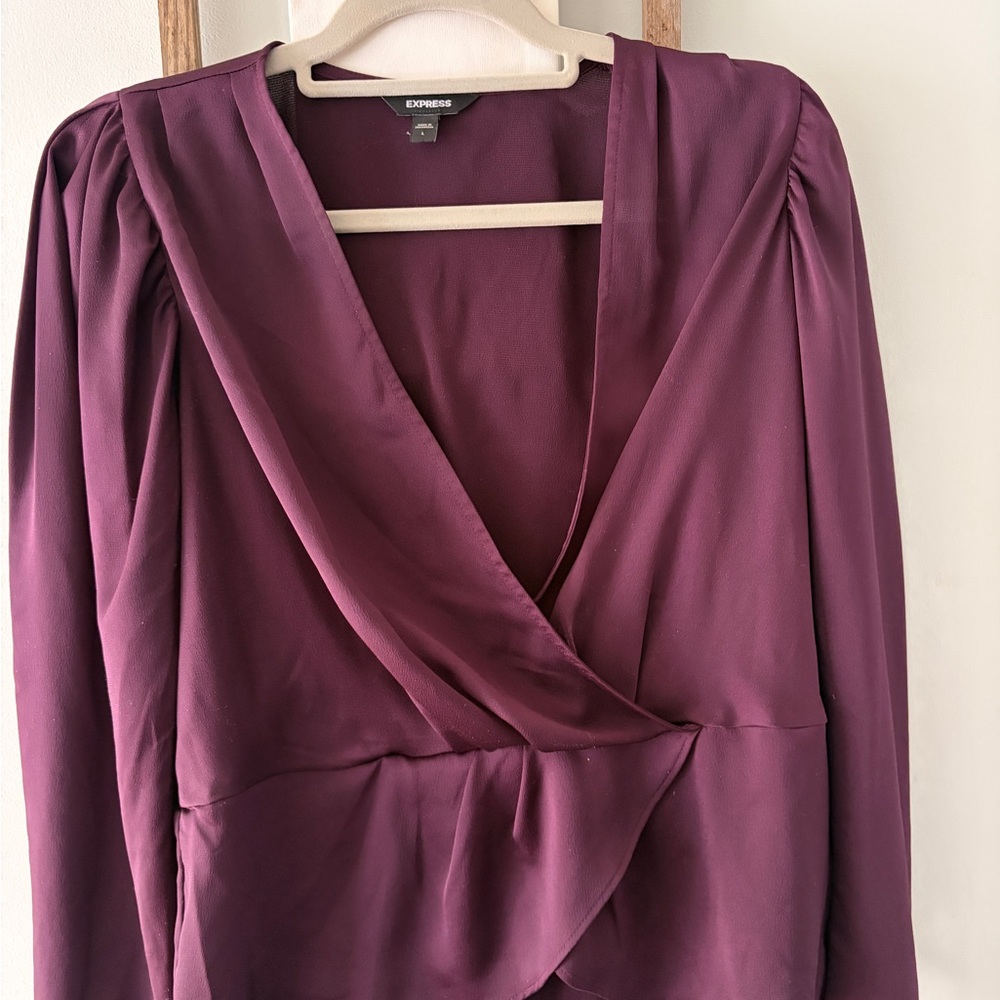 Express Women's Deep Purple Wrap Blouse